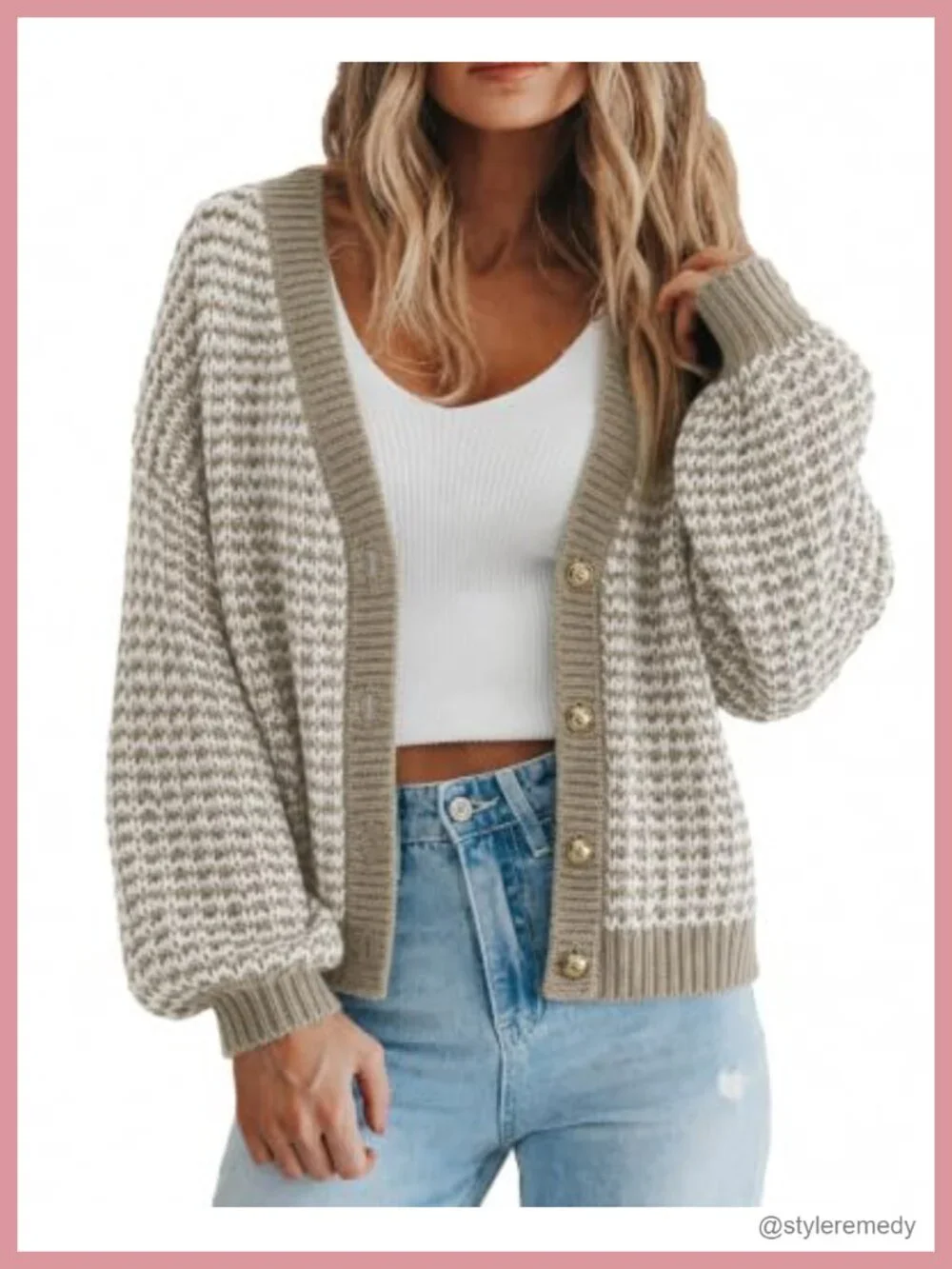 Chunky Knit Cardigan Women V-Neck Button Front Fall Cozy Layering